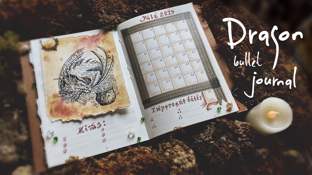 DRAGON theme for Bullet Journal | Fantasy Bujo Setup | Watercolor and Ink step by step tutorial