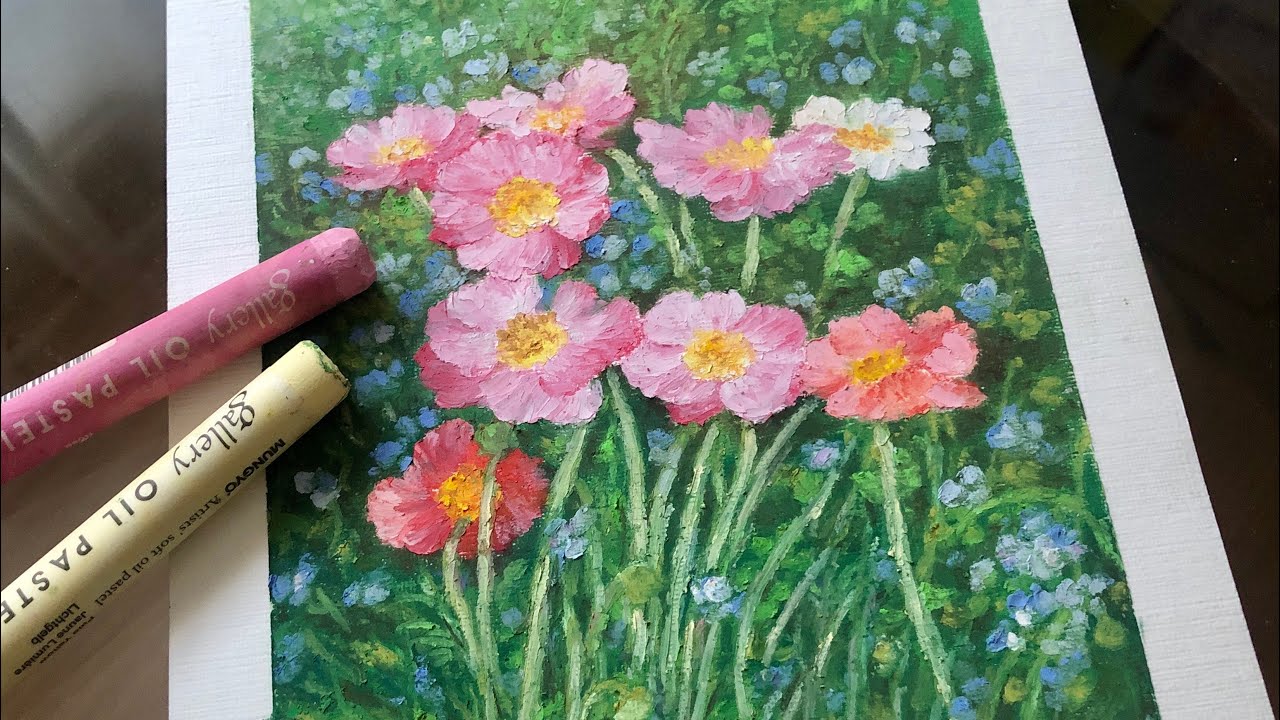 Oil Pastel Painting 油画棒 - Flowers  (see descriptions for color codes)