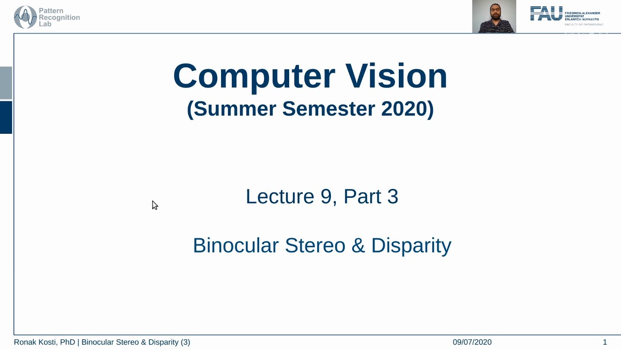 Binocular Stereo and Disparity (Lecture 9, Part 3)