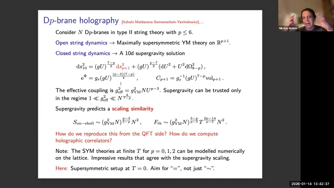 Nikolay Bobev - Precision holography for Dp-branes 01-14-2026