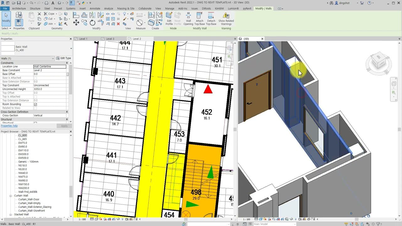 Convert DWG plan to Revit Dynamo