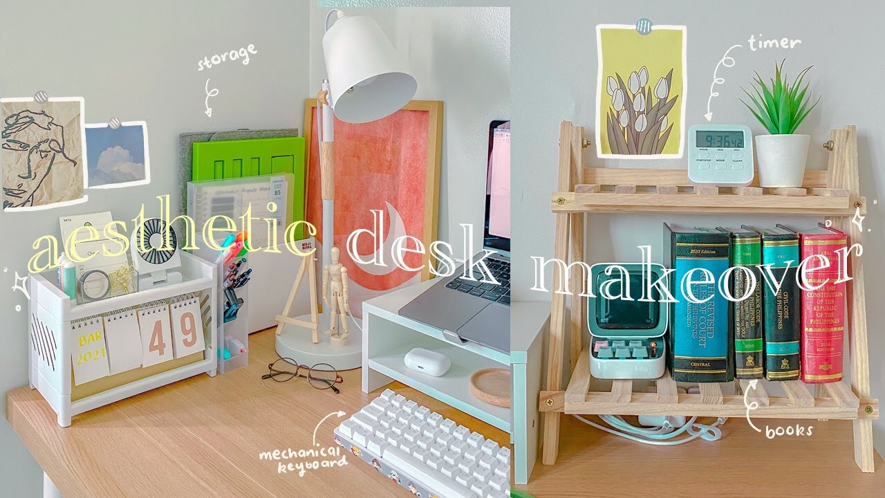 aesthetic desk makeover 🪴korean and pinterest-inspired + shopee haul 📦