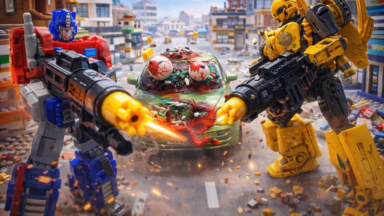Zombie Lego Menginvasi Kota! Transformers Film 123: Optimus Prime & Bumblebee Bergerak Maju