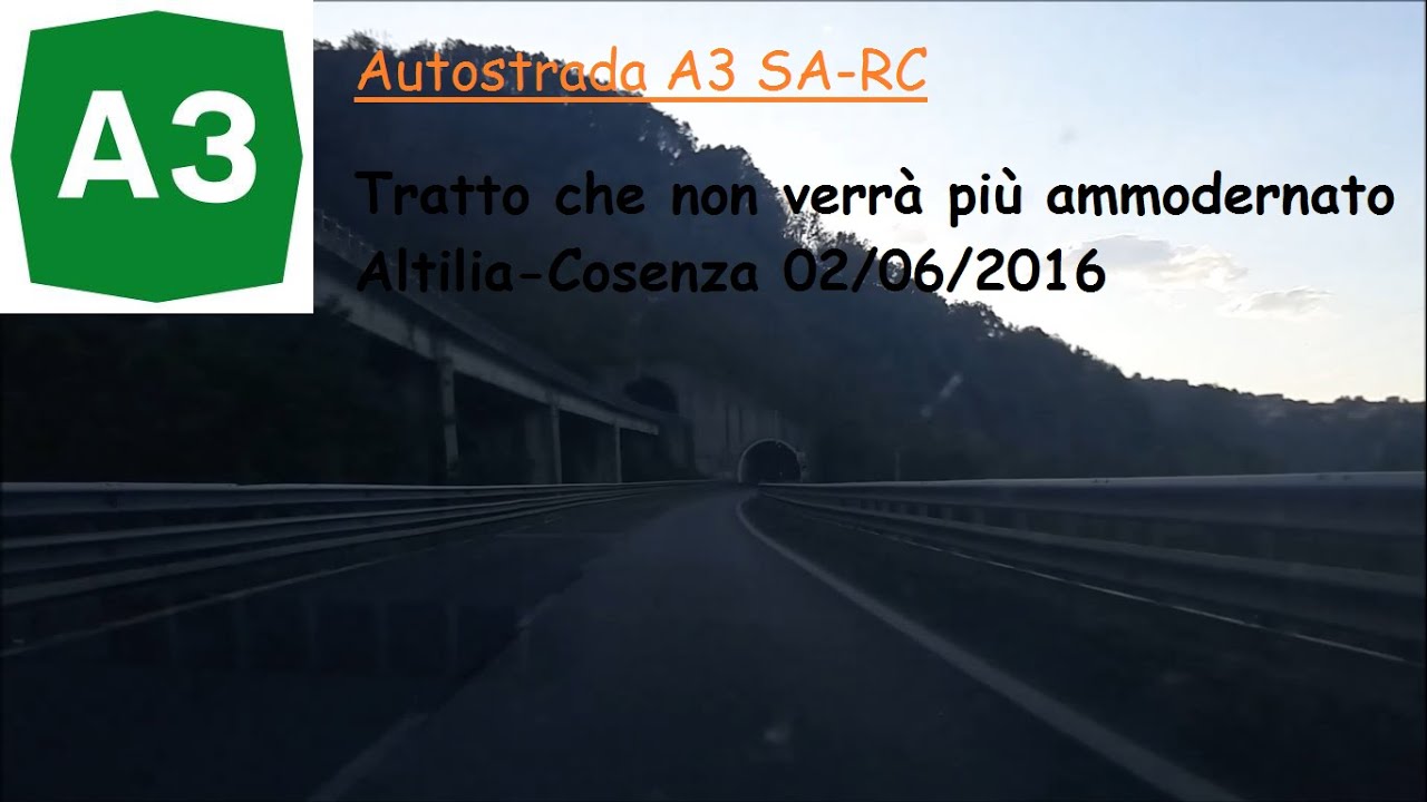 Da Altilia a Cosenza sull'autostrada A3 SA-RC 02/06/2016 in diurna