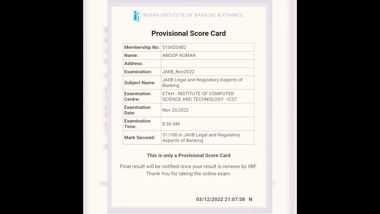 JAIIB RESULT & CERTIFICATE NOVEMBER 2022
