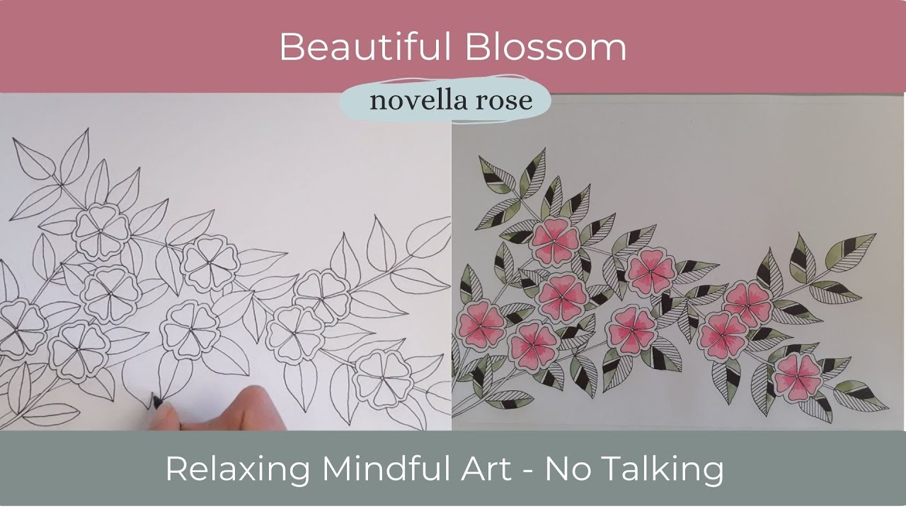 Cherry Blossom | Using Mixed Media Mark Pens and Inktense Pencils Full Drawing No Talking