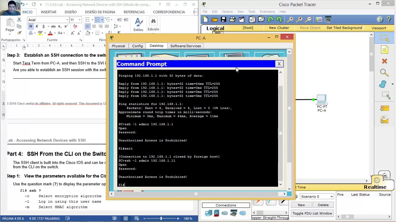 11.2.4.6 Lab - Accessing Network Devices with SSH
