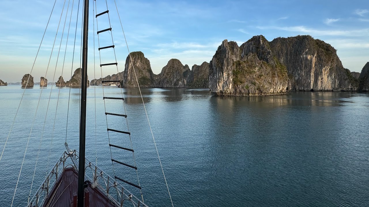 Sailing among breathtaking scenery and limestone islands in Bai Tu Long Bay
