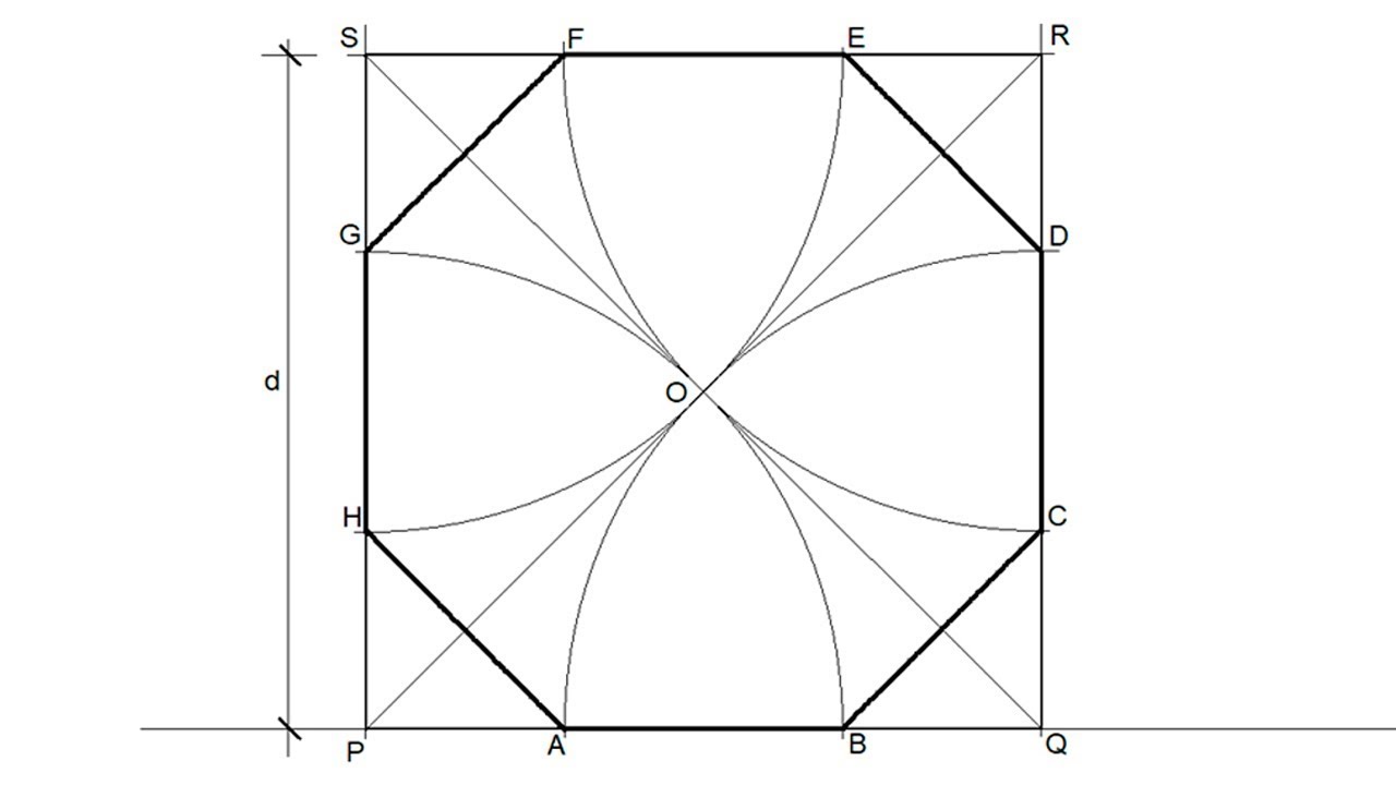 How to draw a regular octagon knowing the distance of its parallel sides