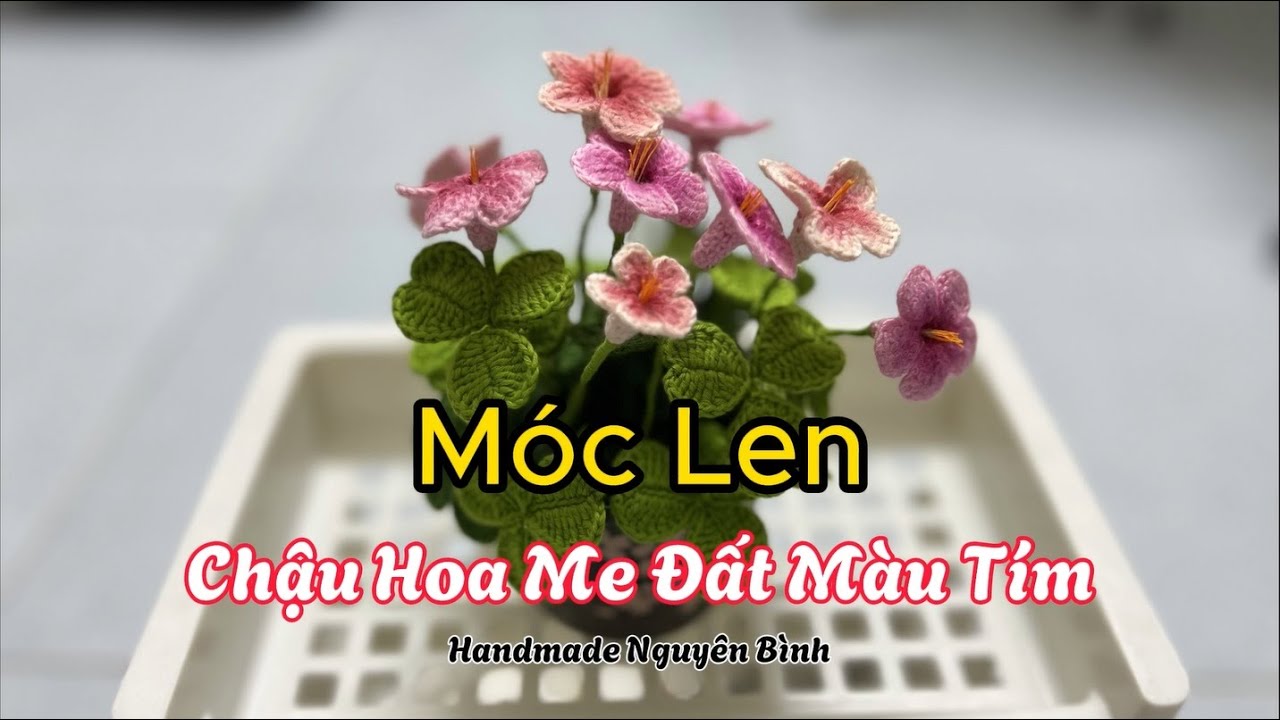 Móc Len Châu Hoa Me Đất Màu Tím - Handmade Nguyên Bình