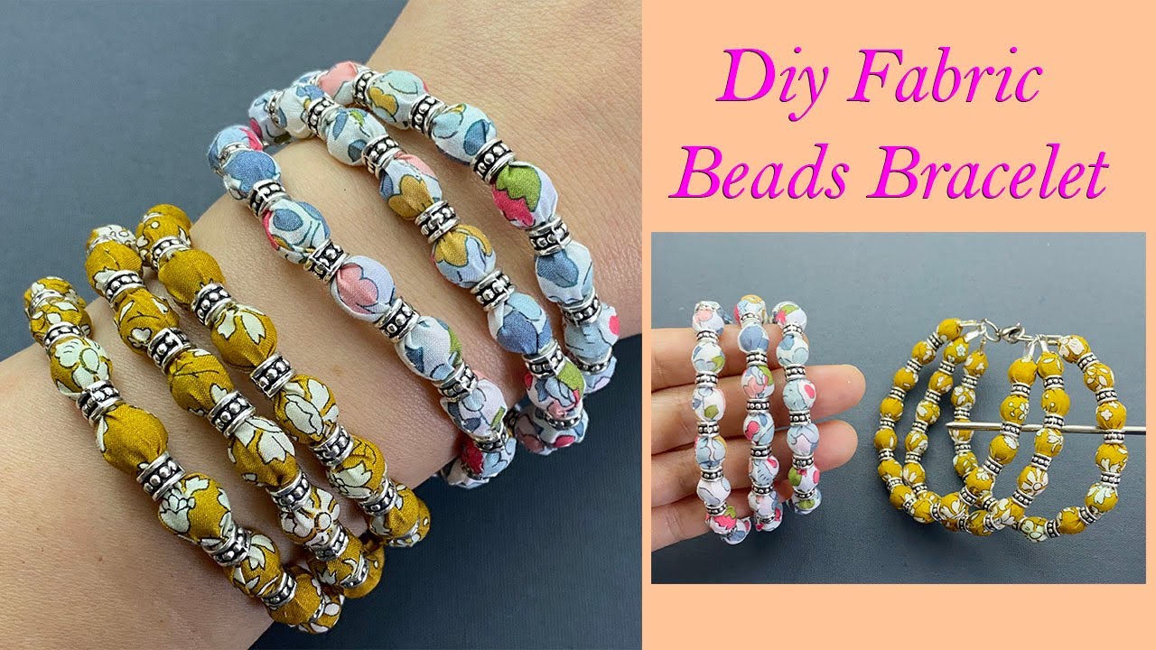 💖 DIY Beautiful Liberty Fabric Wrapped Beads 3 layers Bracelet | Statement Bracelet | Pulseira