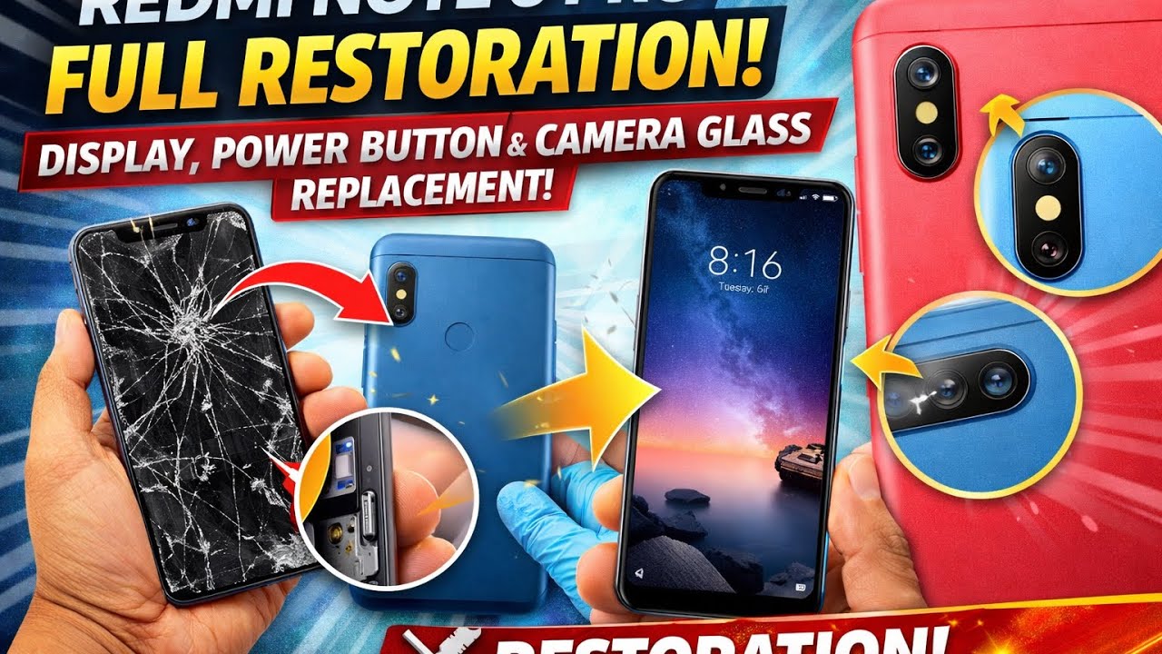 Redmi Note 6 Pro Full Restoration: Display, Power Button & Camera Glass Replacement!