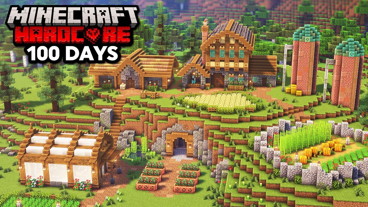 I Survived 100 Days Building a Cozy Farm in Minecraft Hardcore!