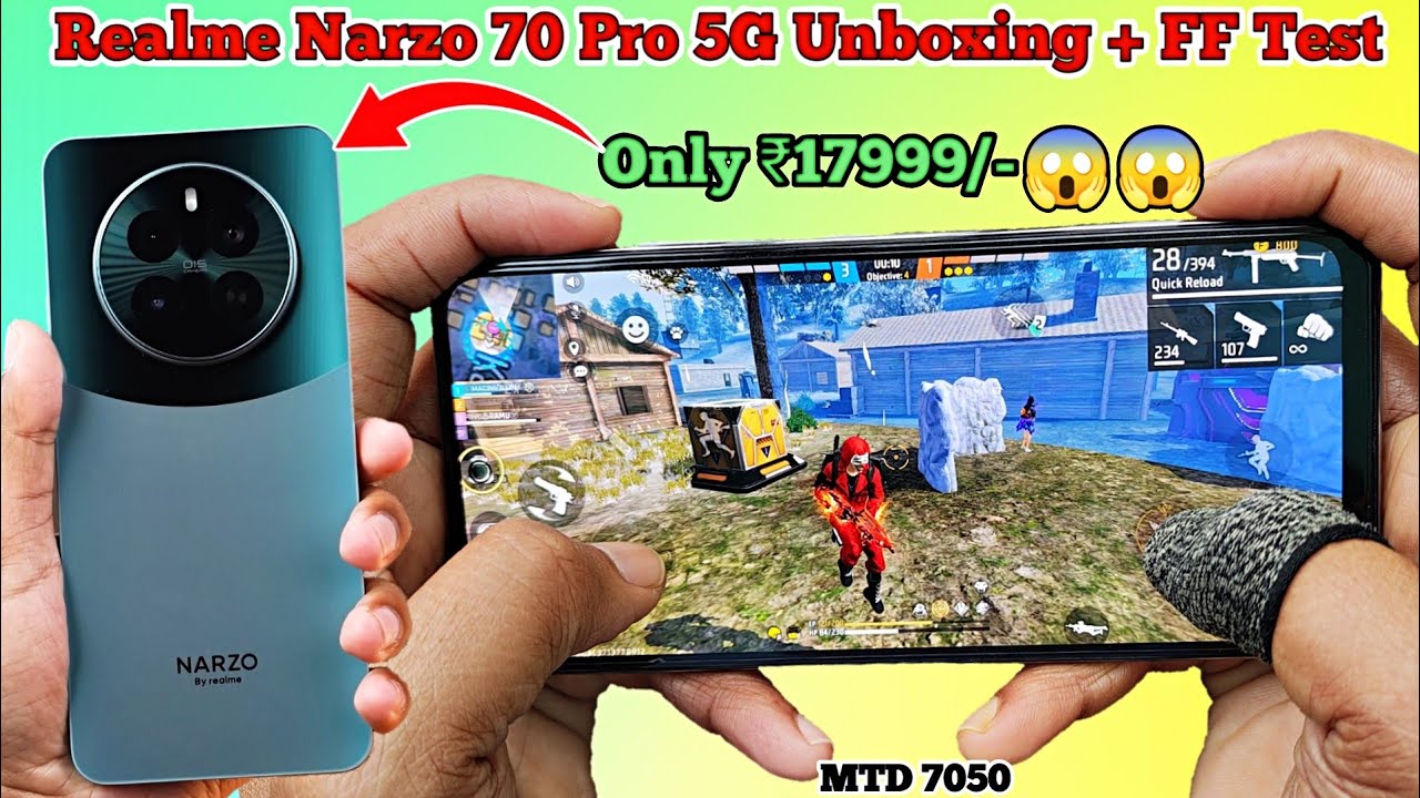 Realme Narzo 70 Pro 5G Free Fire Test | realme p1 Free Fire Gameplay + Heating + Battery Drain Test.