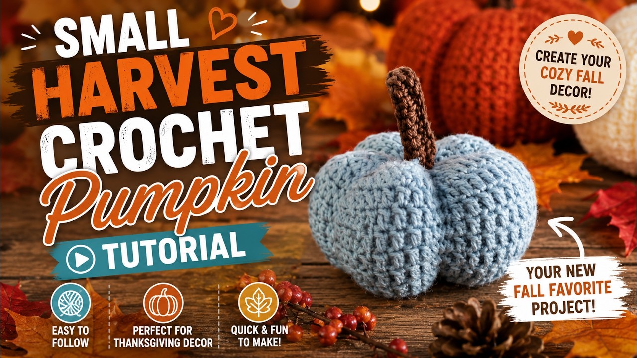 Crochet Small Harvest Pumpkin Pattern | EASY | The Crochet Crowd