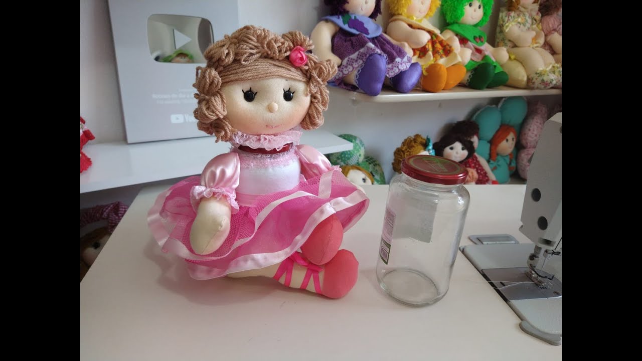 BONECA BAILARINA NO POTE RECICLADO - MOLDE GRÁTIS