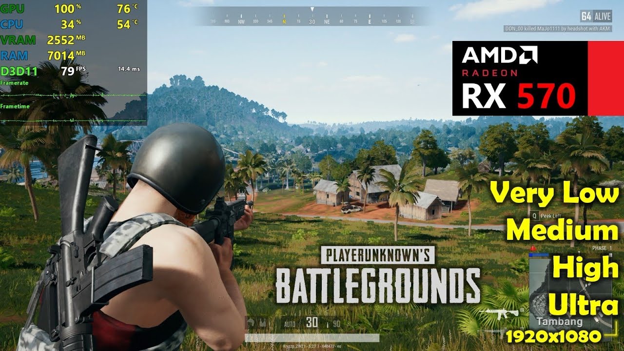 RX 570 | PUBG - 1080p Very Low, Medium, High & Ultra!