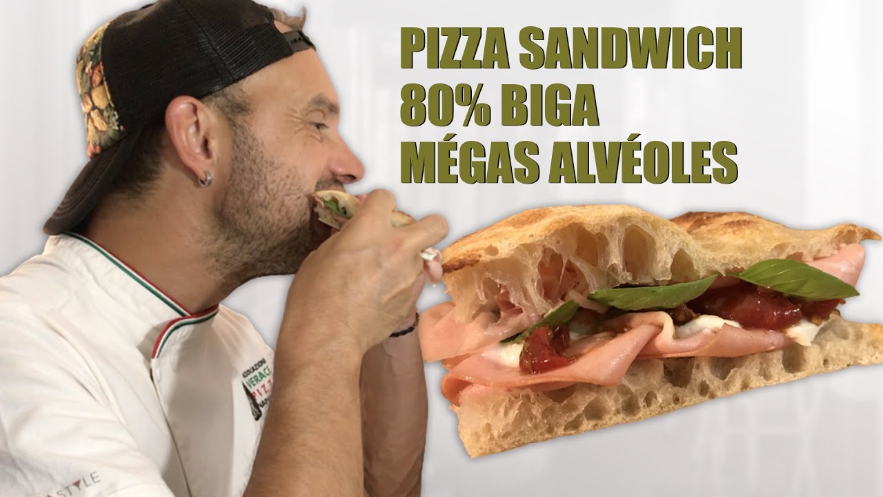 Comment je réalise une pizza sandwich avec 80% de biga pour obtenir de mégas alvéoles !!!
