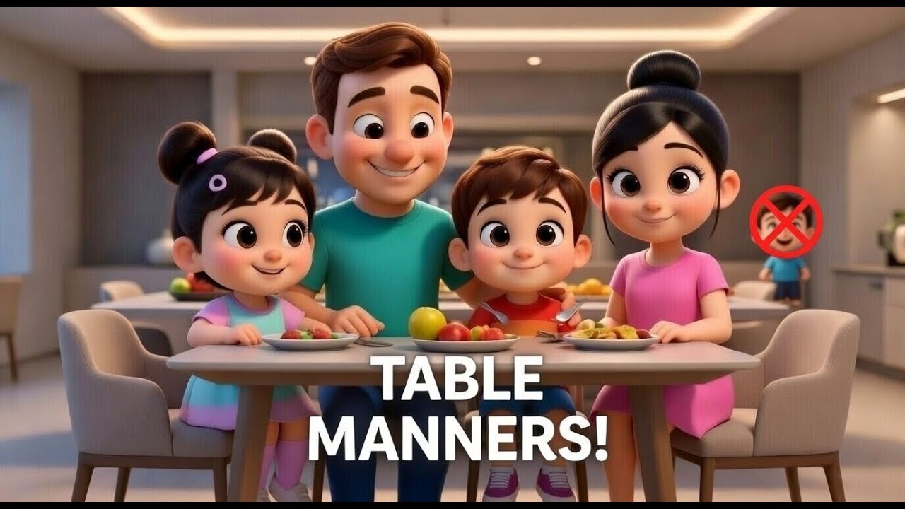 🌈 Kiddooss – Table Time, Manners Time! 🍽️ | Dining Manners Song for Kids | Kiddooss