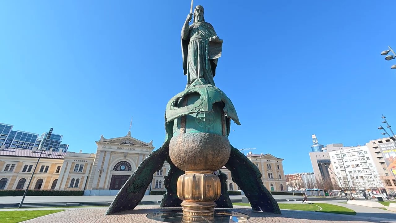 Stefan Nemanja Monument 🇷🇸 | Savski Square Belgrade | Real Life 4K Walking Tour | February 27, 2026