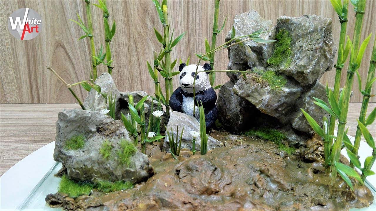 DIY Giant Panda in Bamboo Forest, Realistic Diorama
