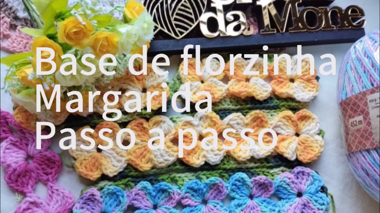 Base de Florzinha Margarida #passoapasso #croche #tapetedecroche #baseparatapete