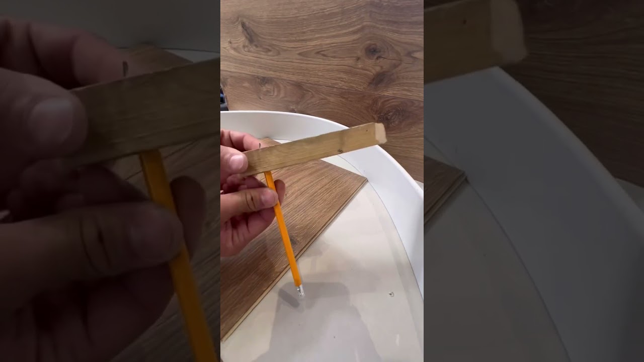 How To Cut Laminate Wood Flooring To Curved Wall #diy #howto #flooring #shorts