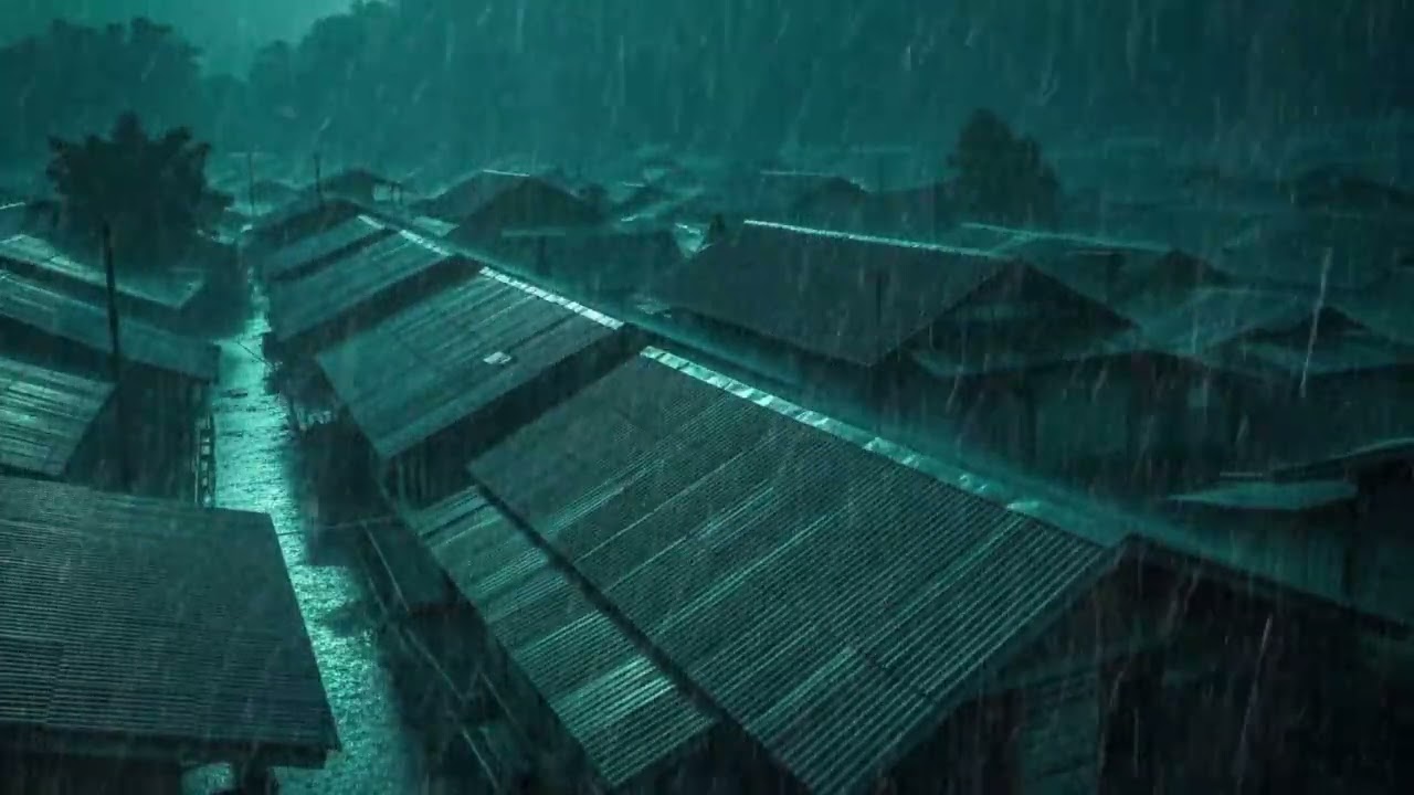 No Ads Rain Sounds for Sleeping - ASMR Powerful Night Rain on Tin Roof for Anxiety Relief