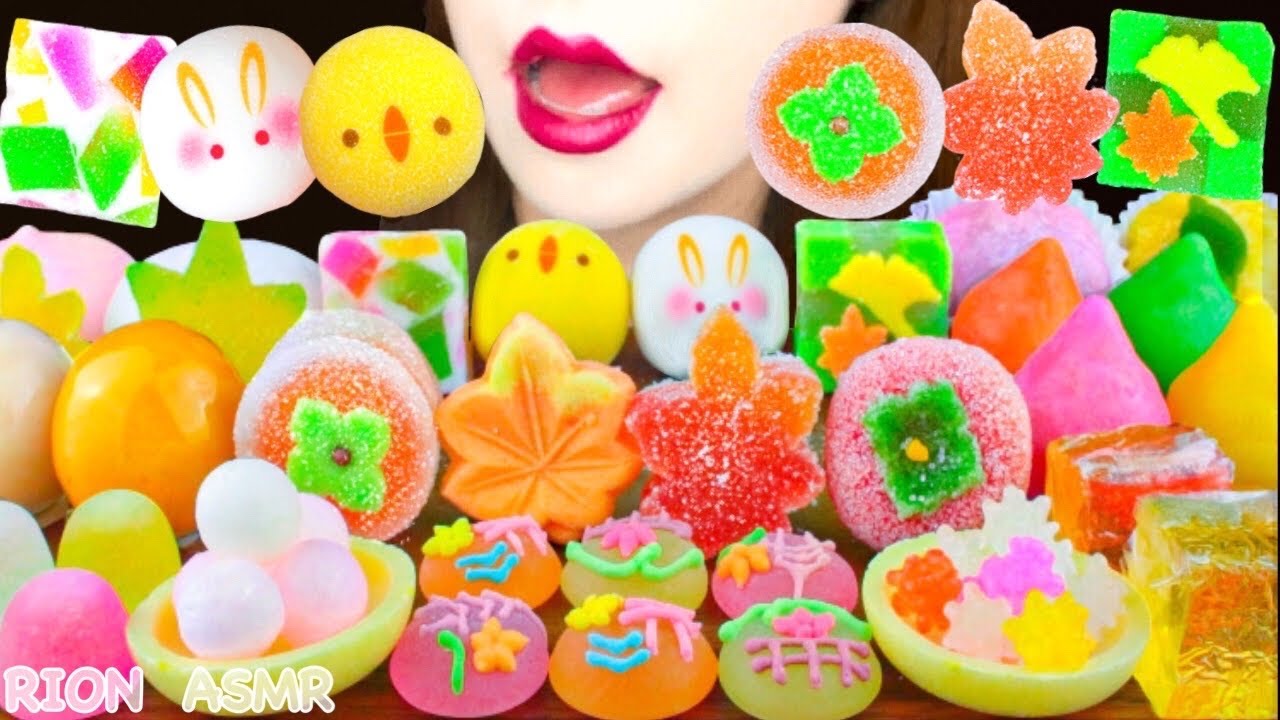 【ASMR】WAGASHI PARTY🧡 KANTEN JELLY,DAIFUKU,BON BON CANDY MUKBANG 먹방 食べる音 EATING SOUNDS NO TALKING