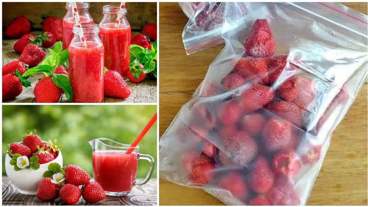 طريقة الإحتفاظ بالفراولة🍓 لكل المواسم  لتحضير العصائر ، الكريمات ، والتحليات والإيس كريم 🍓