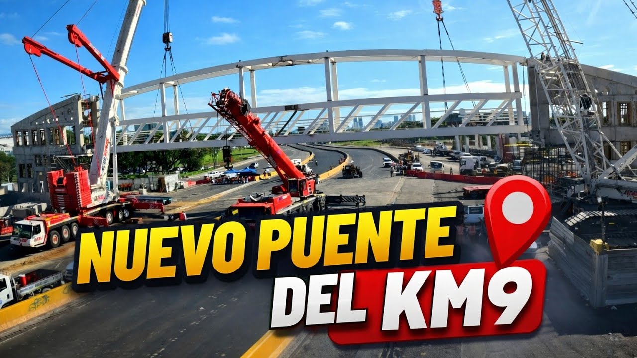 Ya instalada la barra del puente peatonal km9 también la marginal ya asfaltada en un 95%