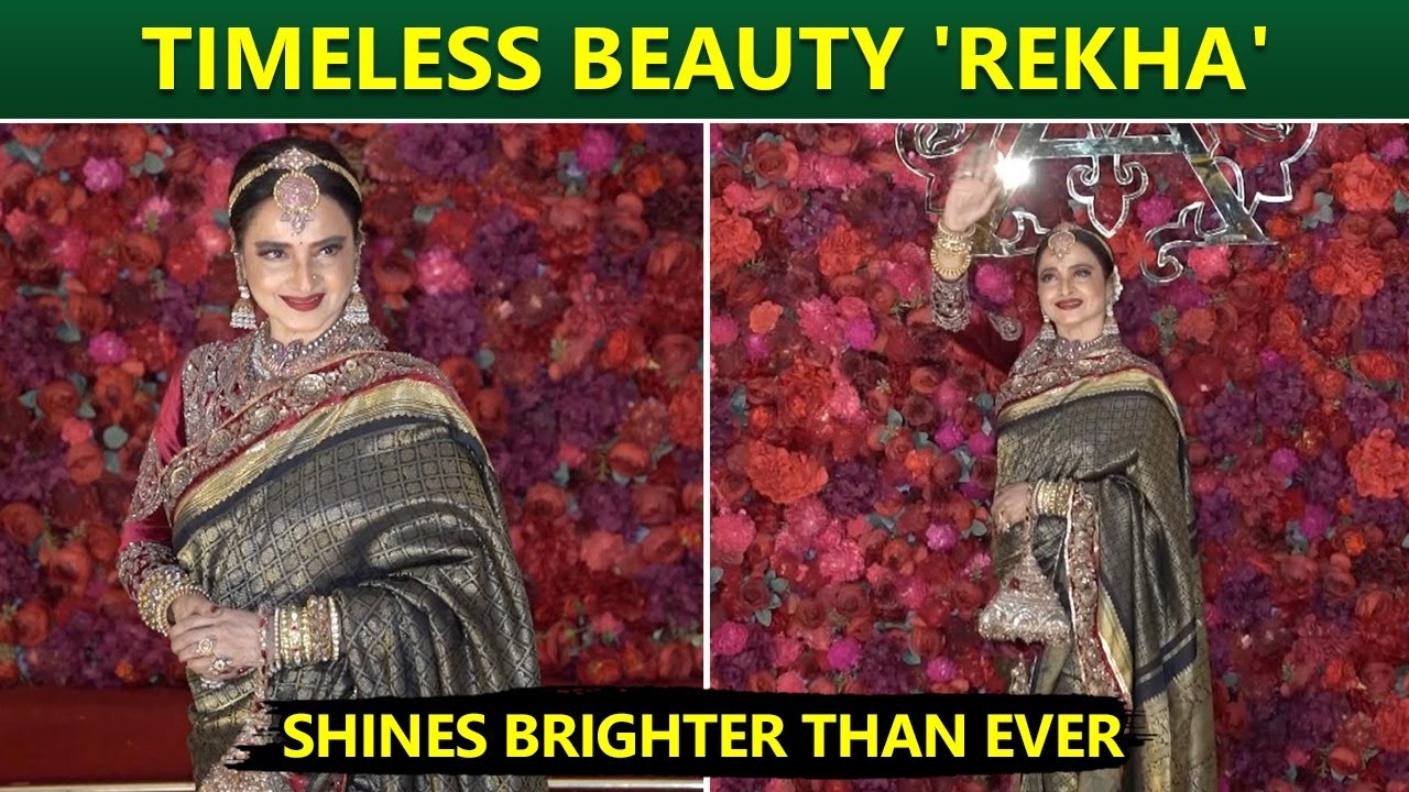 Rekha Dazzles In A Stunningly Heavy Saree At Aadar-Alekha's Wedding Ceremony