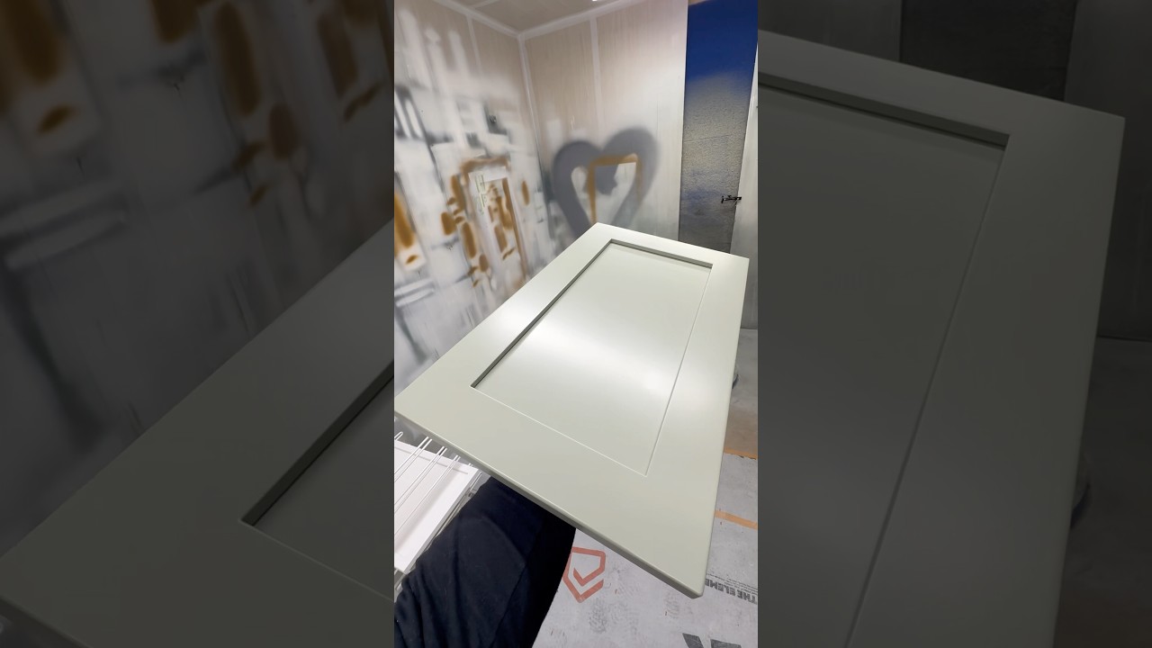 The best cabinet paint! 💪 centurion 2800 with 15% 4002 hardener. #painting #process #professional