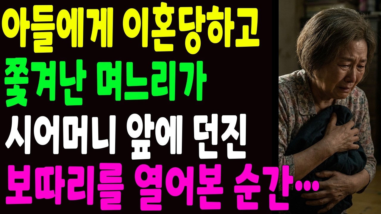 아들에게 이혼당하고 쫓겨나던 며느리가 시어머니 앞에 보따리 하나를 두고 갔습니다
