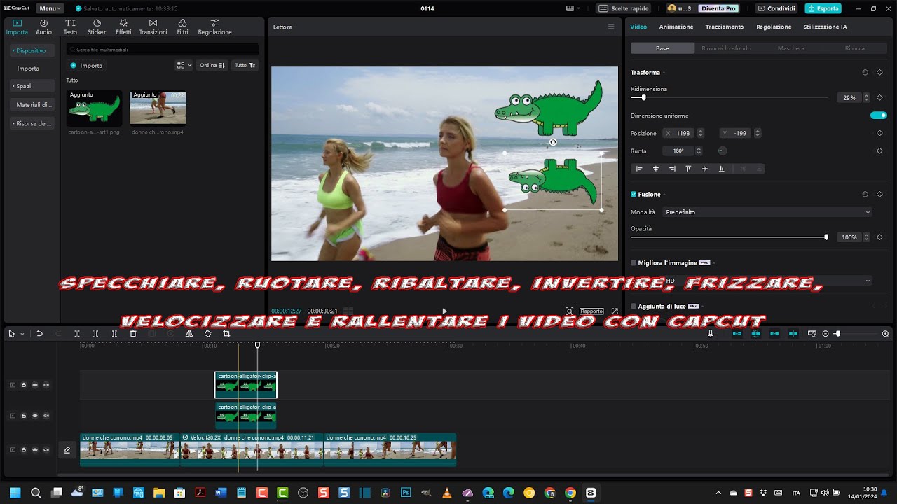 Specchiare, ruotare, ribaltare, invertire, frizzare, velocizzare e rallentare i video con CapCut