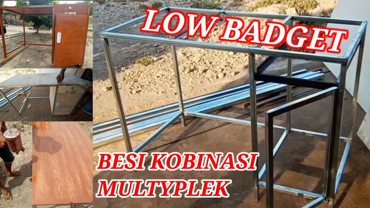 buat meja kerja_dari besi hollow kombinasi multiplek