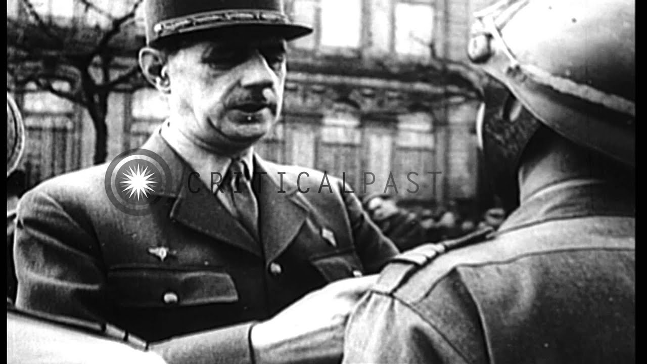 French celebrate victory over Germans at Colmar, Alsace, during World War 2 HD Stock Footage