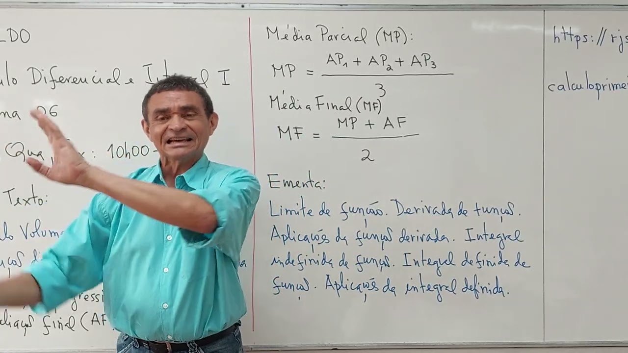 Aula de apresentação da disciplina Cálculo Diferencial e Integral I para a Turma 06A: 2026.1