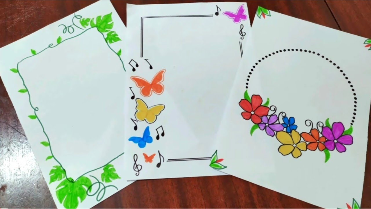 3 Easy Border Designs for Projects || New Project Borders || Decoration Ideas