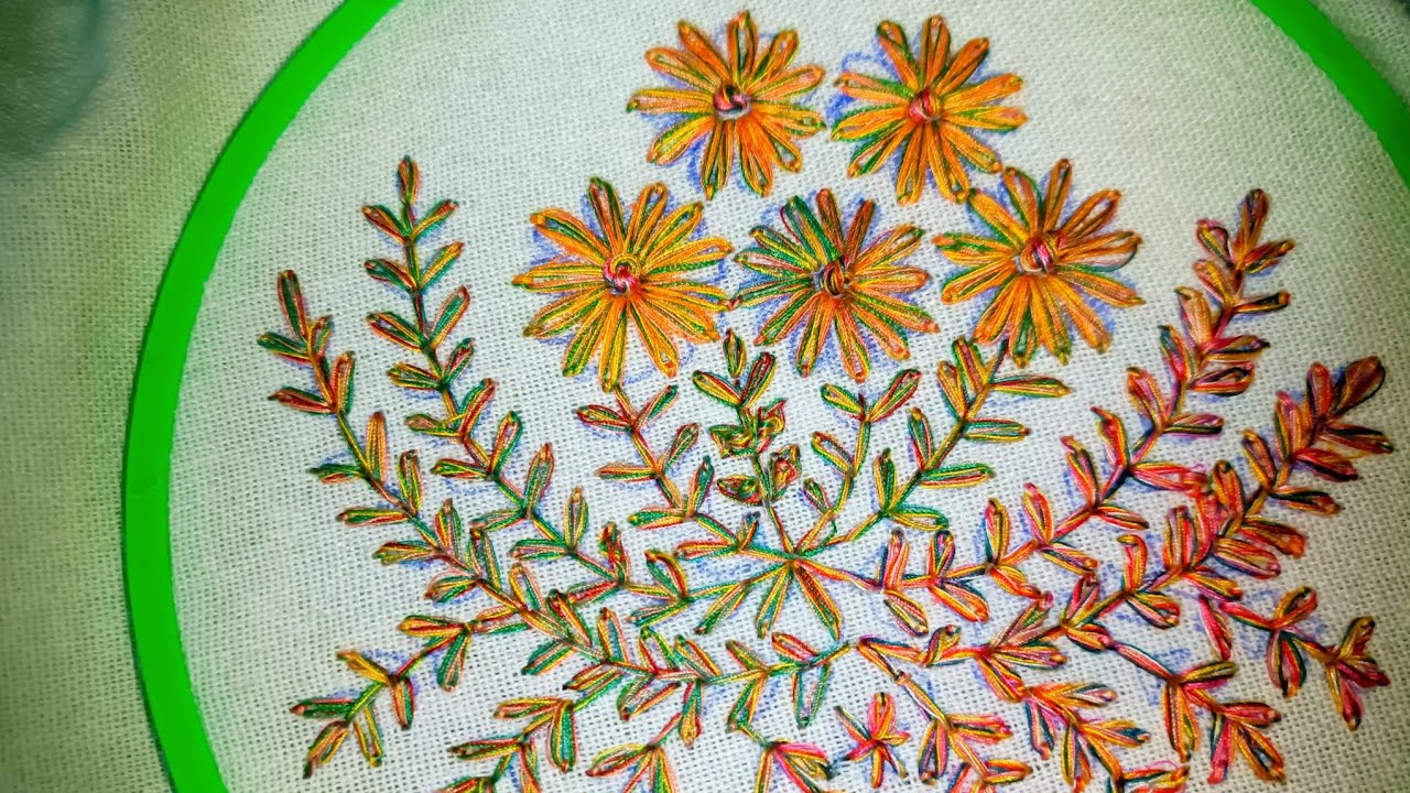 Colorful Wildflower Hand Embroidery Design 🌸🧵Multicolor Floral Garden Embroidery Art 🌿🌼