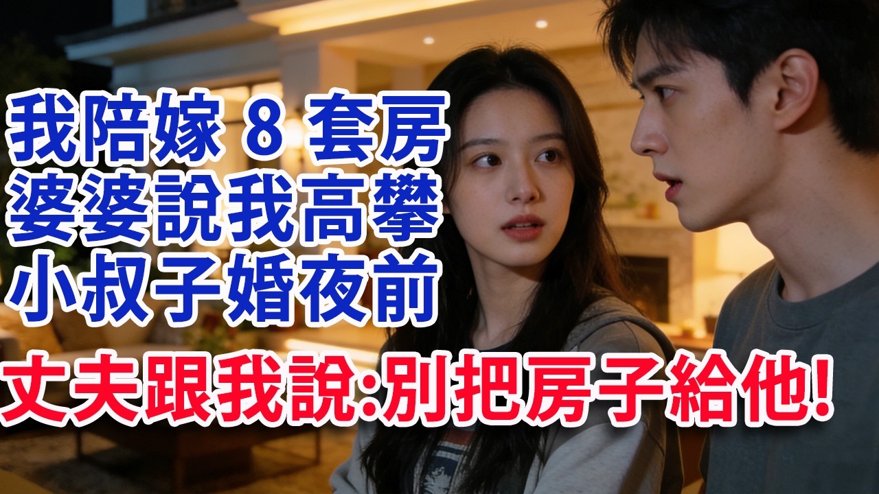 【满分爽文】我陪嫁8套房 婆婆卻說我高攀 直到小叔子结婚前夜 老公跟我说:別把房子給他!#婆媳 #家庭 #情感 #晚年生活 #為人處世