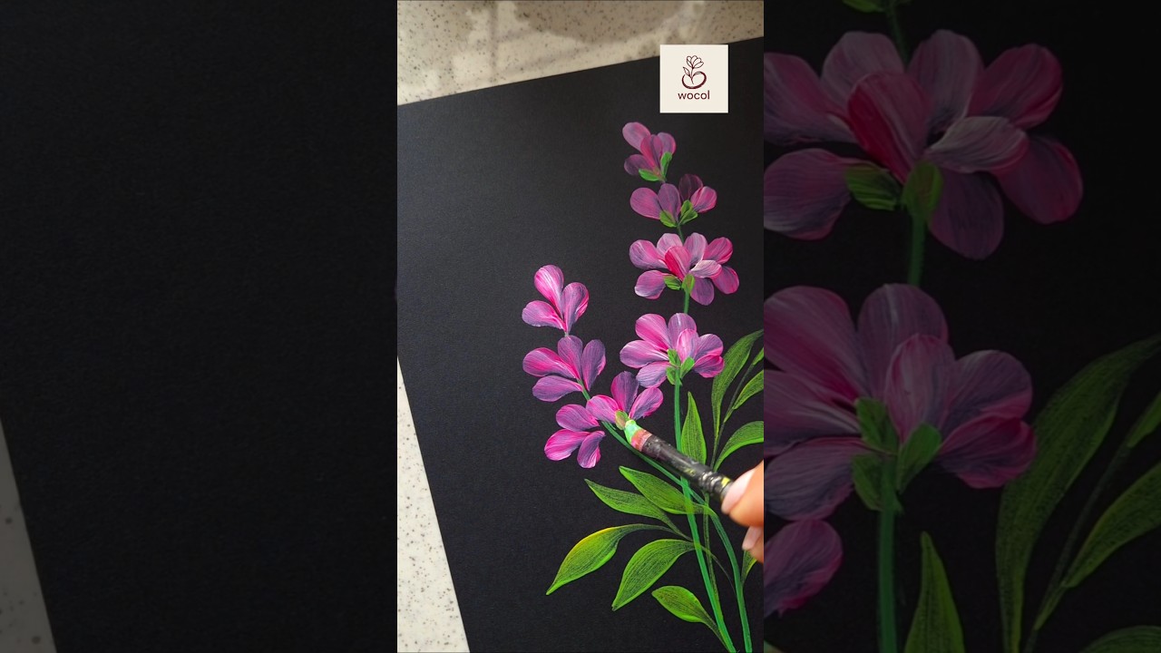 Quick and easy flowers in acrylics #wocol #flowerpainting