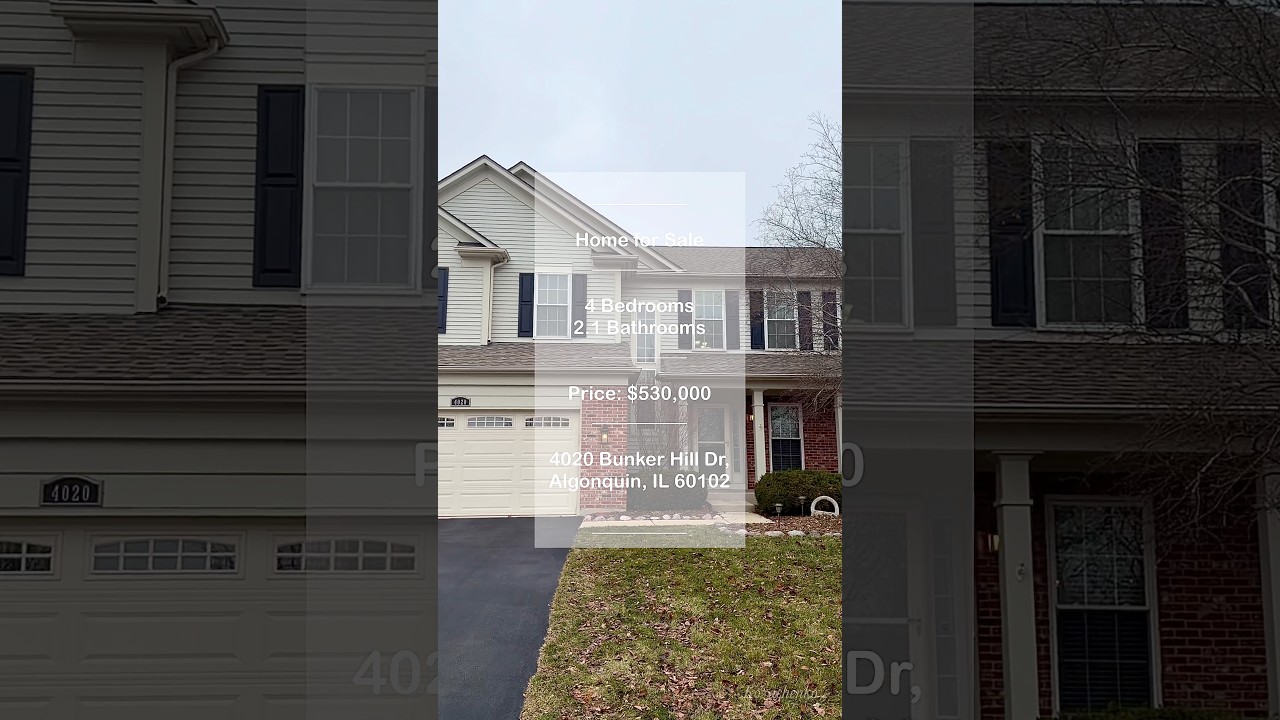 Home for Sale | 4020 Bunker Hill Dr, Algonquin, IL | $530,000 | Elegant 4 Beds • 2.1 Baths |