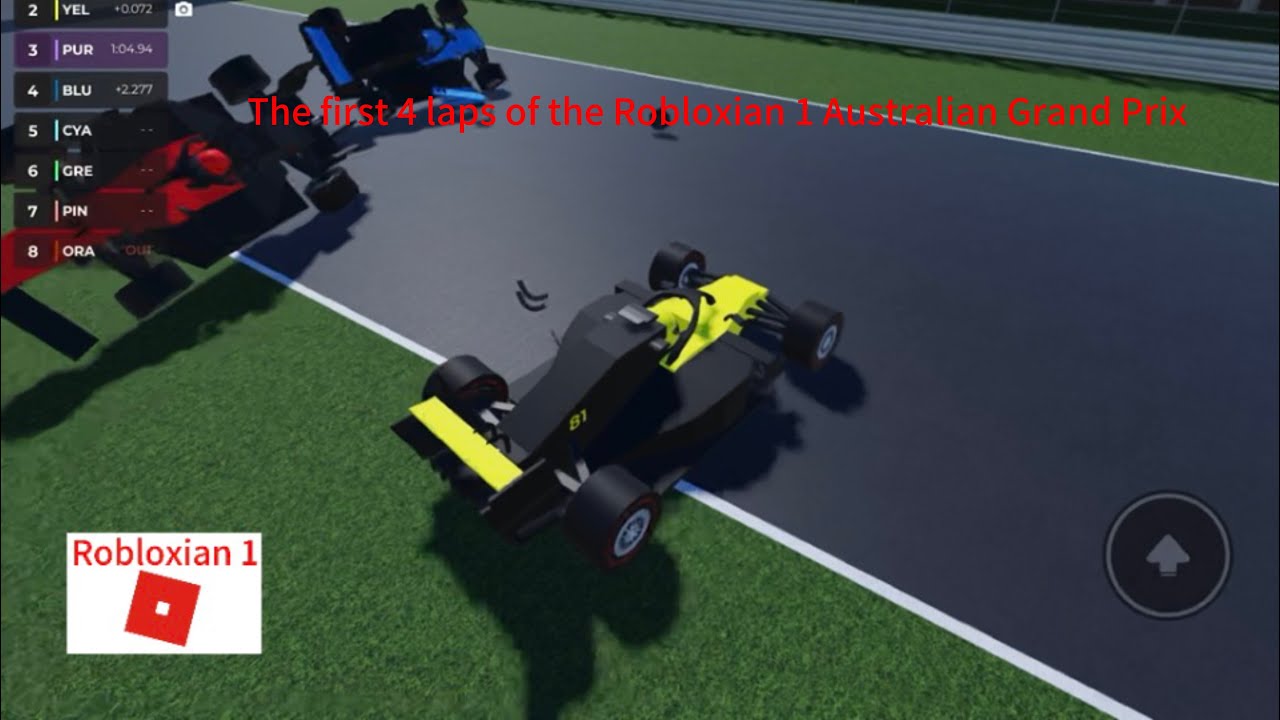 The first 4 laps of the Robloxian 1 Australian Grand Prix