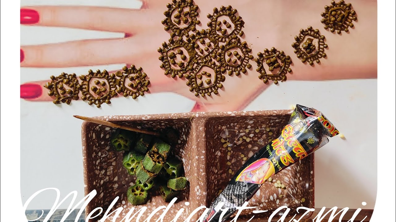 Simple Mehndi Designs For Hands|Gol Tikki Mehndi Design|New (Bhindi)Lady'finger Mehndi Design Trick✨