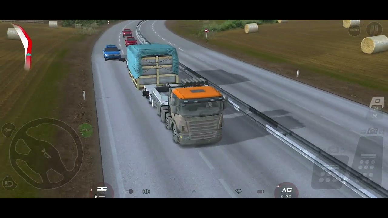 Levando partes da máquina no puxe da scania V8 truckers of europe 3 
