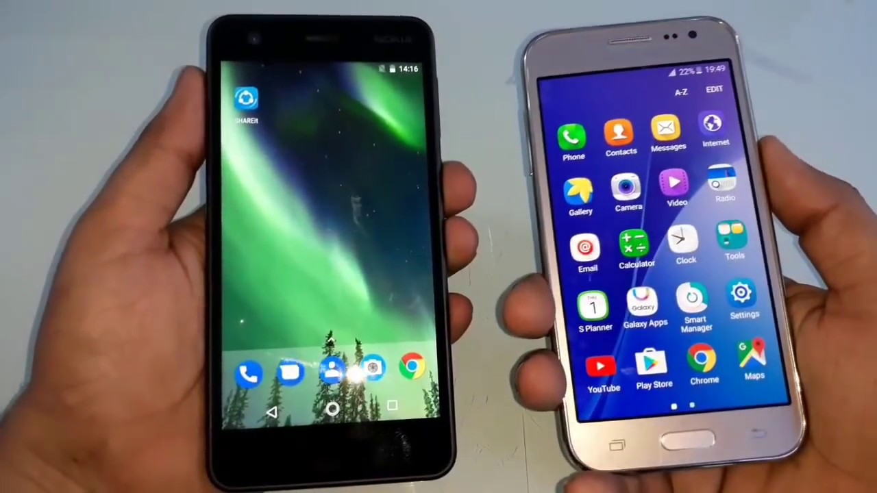 Nokia 2 vs Samsung j2 2017 full speed test in hindi