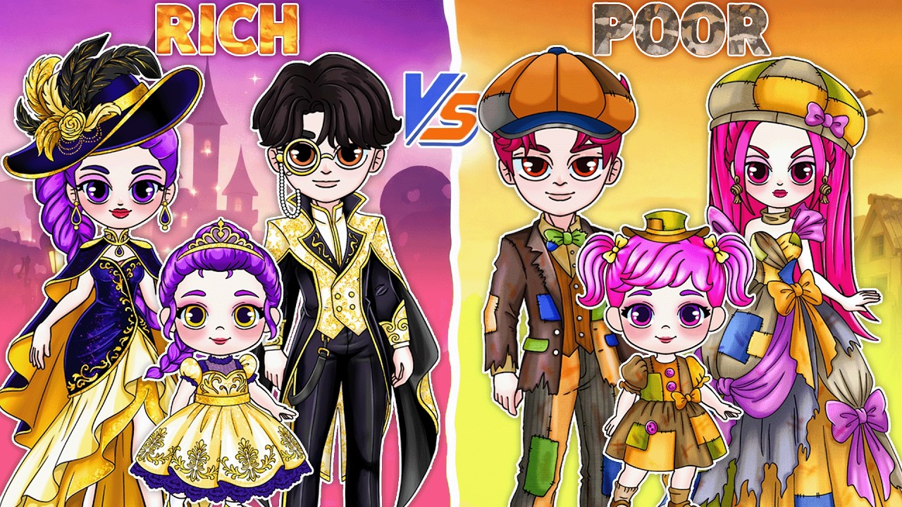 Family RICH vs Family POOR Fashion Battle | Best DIY Fashion Paper Dolls , Tiny Paper Dolls