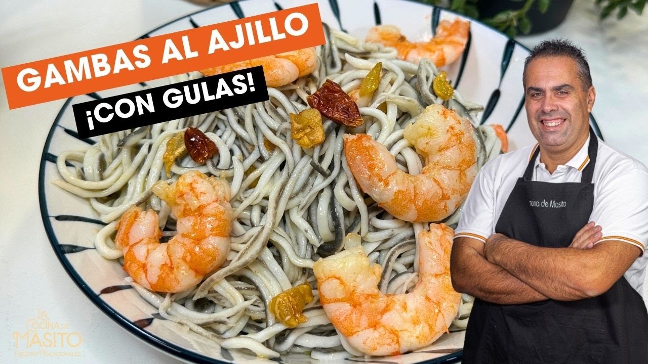GAMBAS AL AJILLO CON GULAS muy facil y muy rica