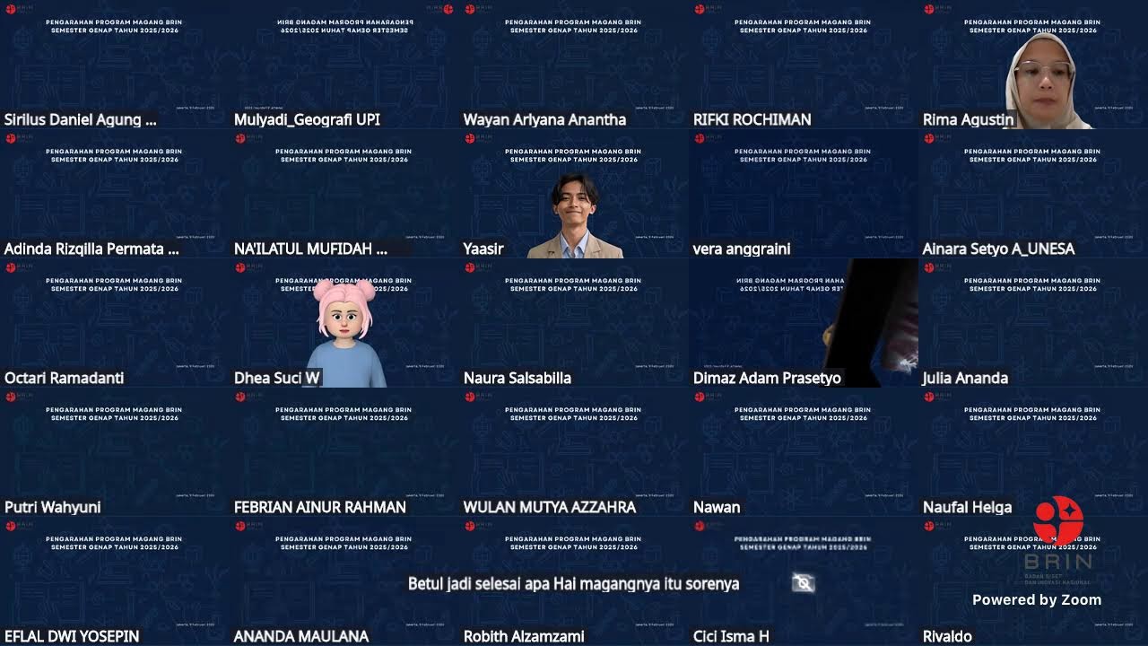Pembukaan dan Pengarahan Program Magang BRIN Semester Genap Tahun 2025/2026